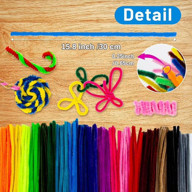 Rainflow Pipe Cleaners Craft Supplies - 200 PCS Chenille Stems Fuzzy Craft Wire for Handicrafts Twisting Stick DIY for Craft Bouquets Animals Halloween Christmas Easter Birthday (Blue) - Image 2